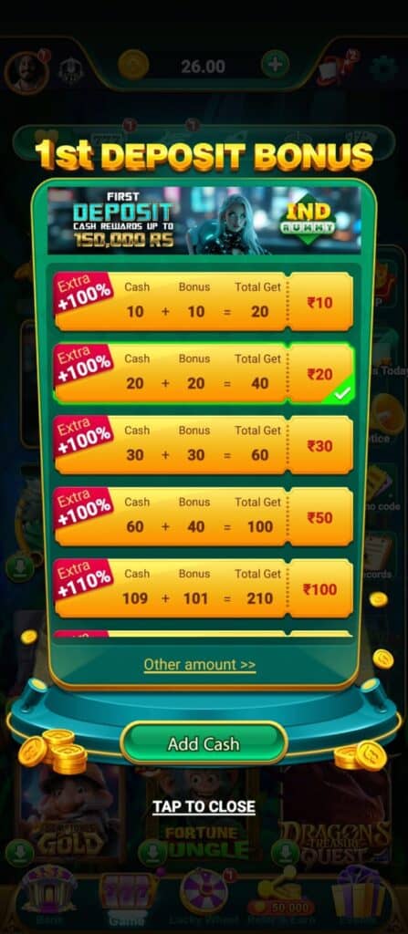 IND Rummy welcome bonous