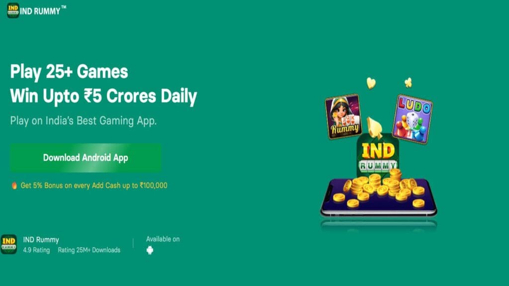 IND Rummy mobile app for online rummy games and real cash winnings.