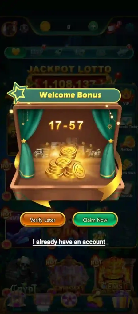 Hindi 777 account and settings screen