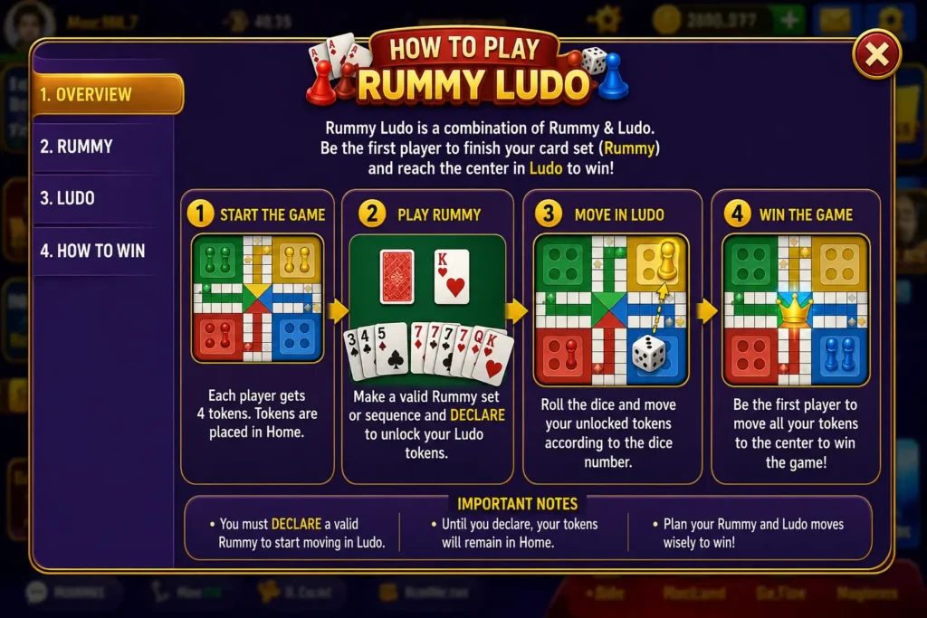 How to Play Rummy Ludo on mobile device