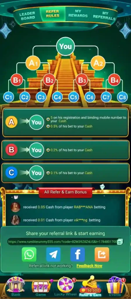 Rumble Rummy gameplay interface layout