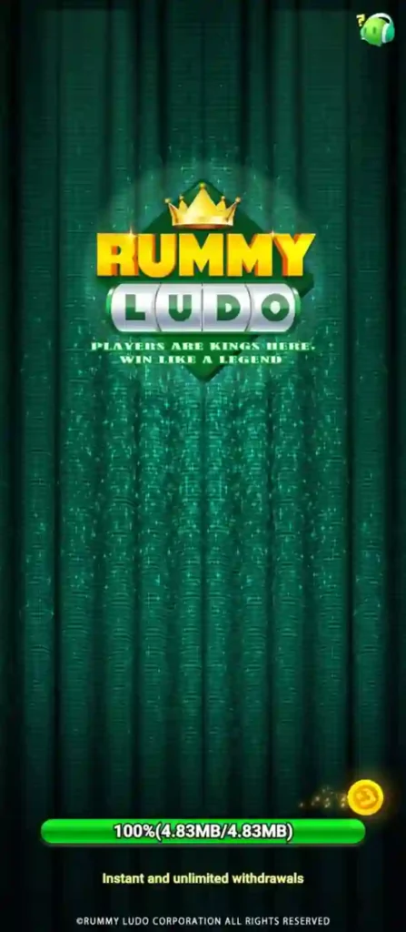 Rummy Ludo app interface showing mobile gameplay features and design