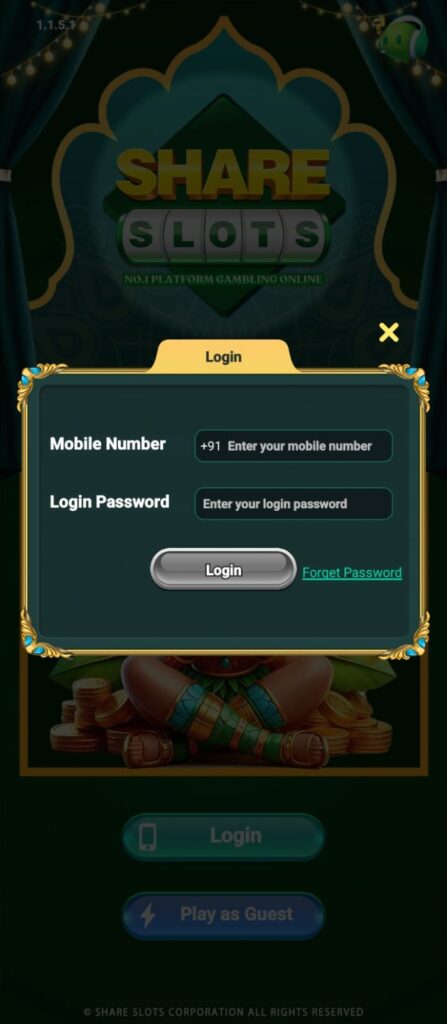 Share Slots Android game interface screenshot