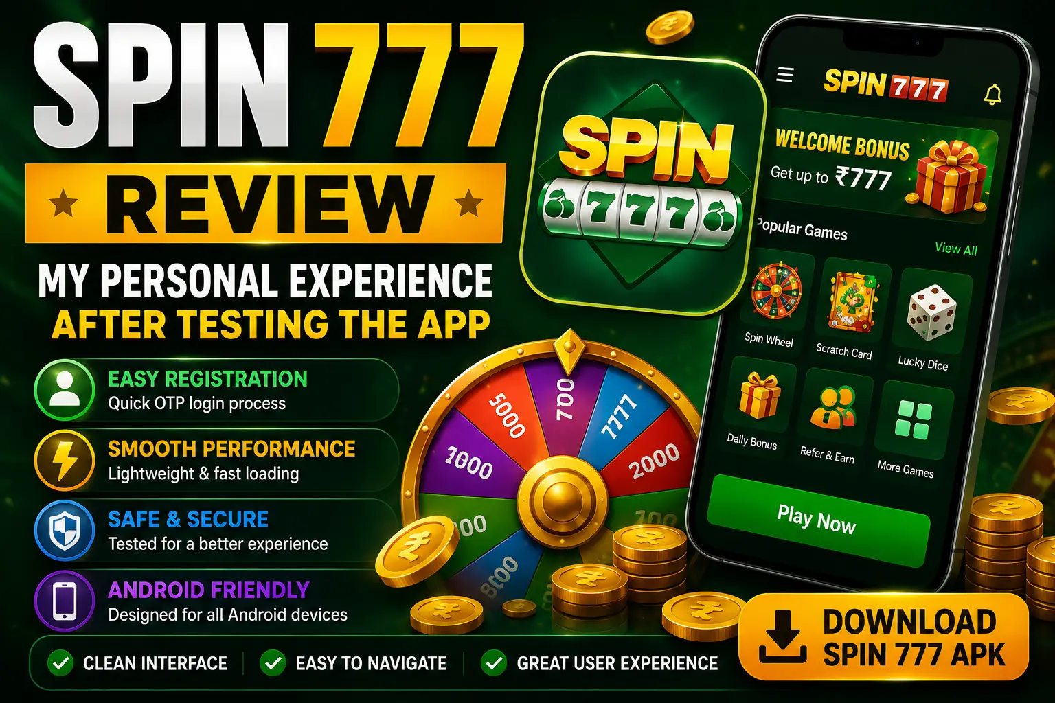 Spin 777 review – personal experience after testing the app on Android