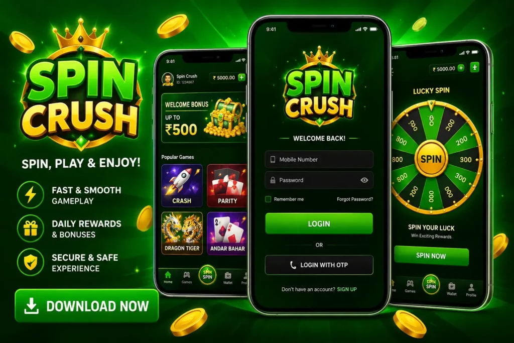 Spin Crush Review – A close-up view of the app interface showing the main spinning screen on an Android device