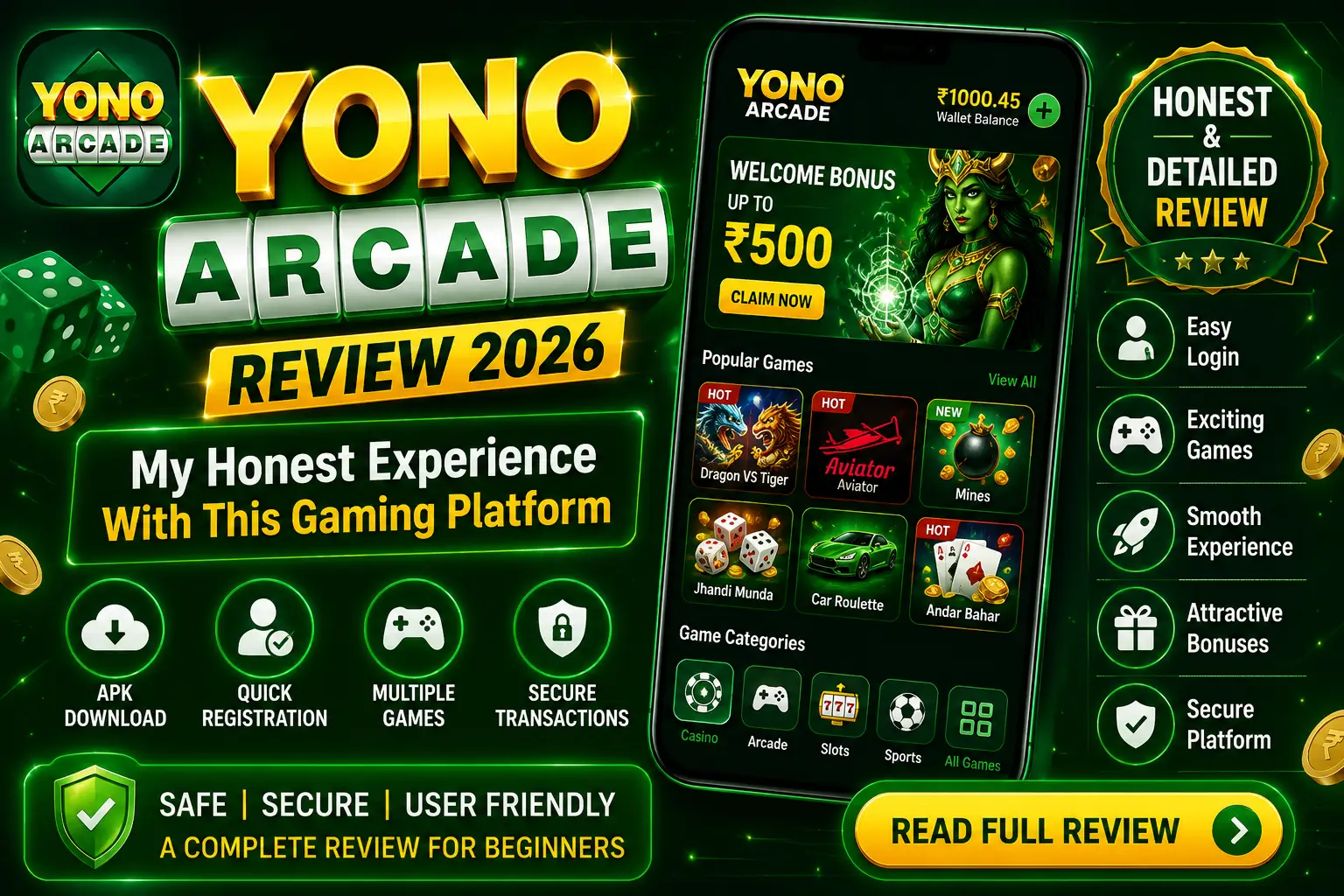 Yono Arcade games available on the platform – mobile gaming experience overview