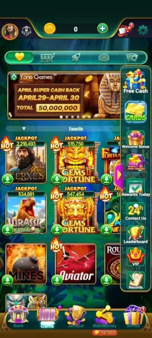 Yono Games app interface review on Android mobile device
