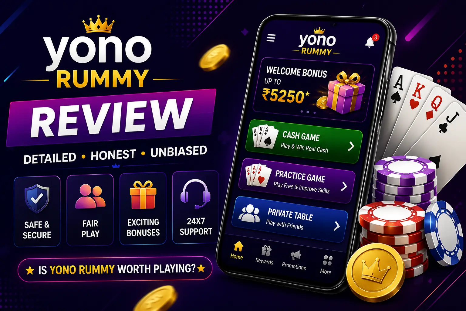 Yono Rummy review featured image showing real money gameplay