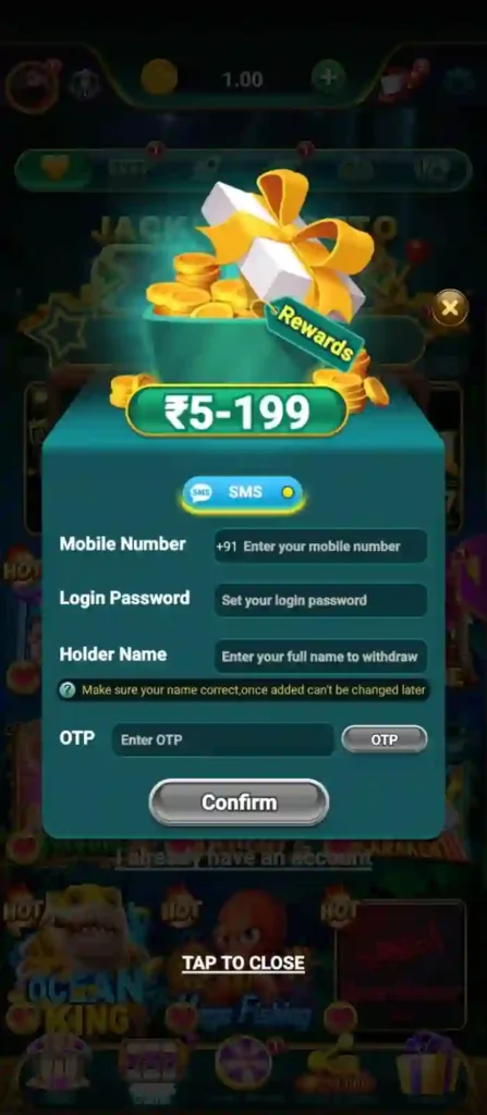 Max Rummy registration and login screen shown during app testing
