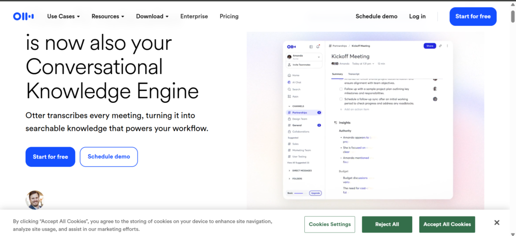 Otter AI dashboard interface used in this Otter AI Review